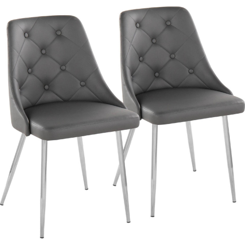 Marche Dining Accent Chair in Chrome & Grey Leatherette (Set of 2)